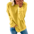 thumbnail image 1 of Pxiakgy Chandail Décontracté à Manches Longues pour Femmes Automne Hiver Col Rond Couleur Unie Jaune + TTG, 1 of 5