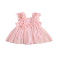 thumbnail image 1 of Nouveau-né Bébé Filles Romper Robe Dentelle Floral Tulle Robe Sans Manches en Mesh Combinaison Été Casual Body, 1 of 9