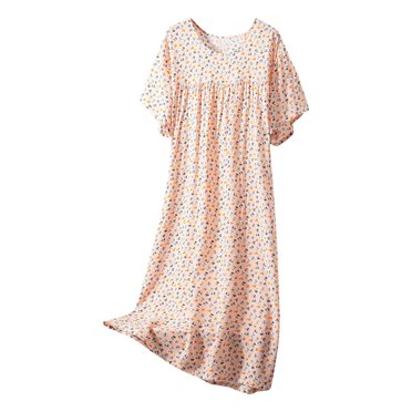 Chemise de Nuit pour Femme, Robe de Nuit Imprimée à Manches Longues, Vêtement de Nuit Léger et Confortable pour la Détente Estivale et la Maison