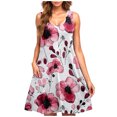 thumbnail image 2 of Ovzne Robes d'Été pour Femmes Robe de Plage Robe Décontractée pour Femmes Grande Taille Sans Manches à Col Rond Courte Robe Fleurie Robe Maxi Grande Taille Liquidation, 2 of 5