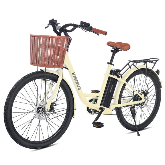 Viribus Vélo Électrique 26 Pouces pour Adultes, Croiseur de Plage avec Batterie 36V 13Ah, Blanc