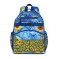 thumbnail image 1 of Boho Sunflower Print School Backpack for Student Lightweight Adjustable Padded Straps Chest Strap Durable Water-resistant Bookbag for Daily Use, 1 of 6