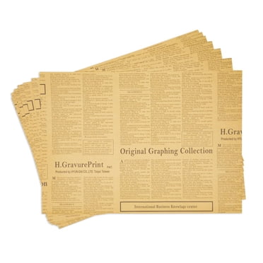 Kraft Rouleau de Papier - Lot de 12 Feuilles d'Emballage, Thème Journal Papier Kraft Brun, Papier d'Emballage Brun, 27,75 x 19,75 Pouces