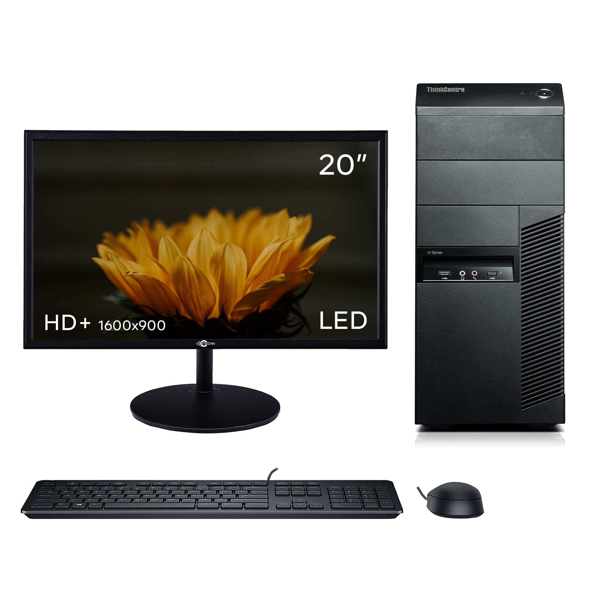 Lenovo ThinkCentre M91P Tower Desktop PC, Intel Quad Core i5-2400 Upto 3.40GHz, 16GB Ram, 2TB HDD, 20inch Monitor, Windows 10 Professional(64bit)-Refurbished