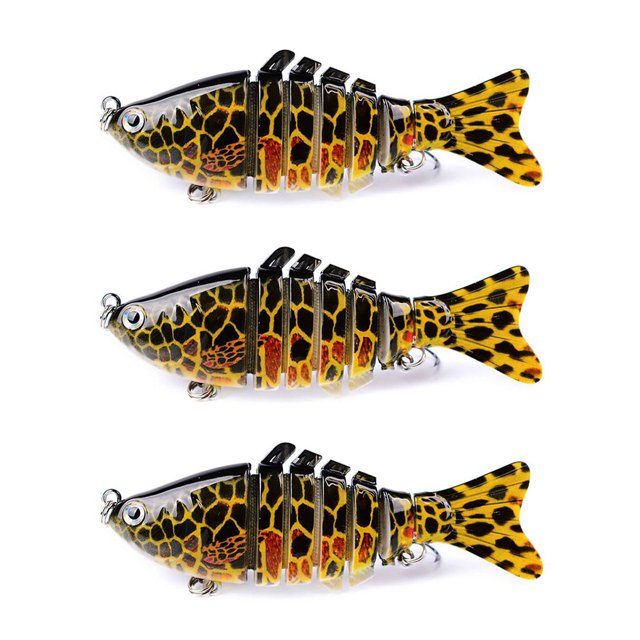 Lot de 3 Leurres de Pêche Eau Salée Appâts Réutilisables avec Perle Attraction Extérieure Swimbaits Artificiels Crankbait 10cm Type 12