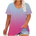 thumbnail image 1 of Womens Short Shorts V-Neck Short Sleeve Printing Base Shirt for Women, Plus Size Casual Top Imitation Rack, 1 of 9