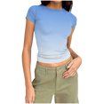 thumbnail image 2 of HongQid Womens Basic Tees Summer Short Sleeve Shirts Slim Fit Tight T Shirt Going Out Tops, 2 of 7