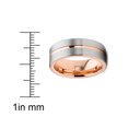 thumbnail image 3 of Mens Tungsten Ring Rose Goldtone Wedding Band Grooved Comfort-fit 8MM, 3 of 3