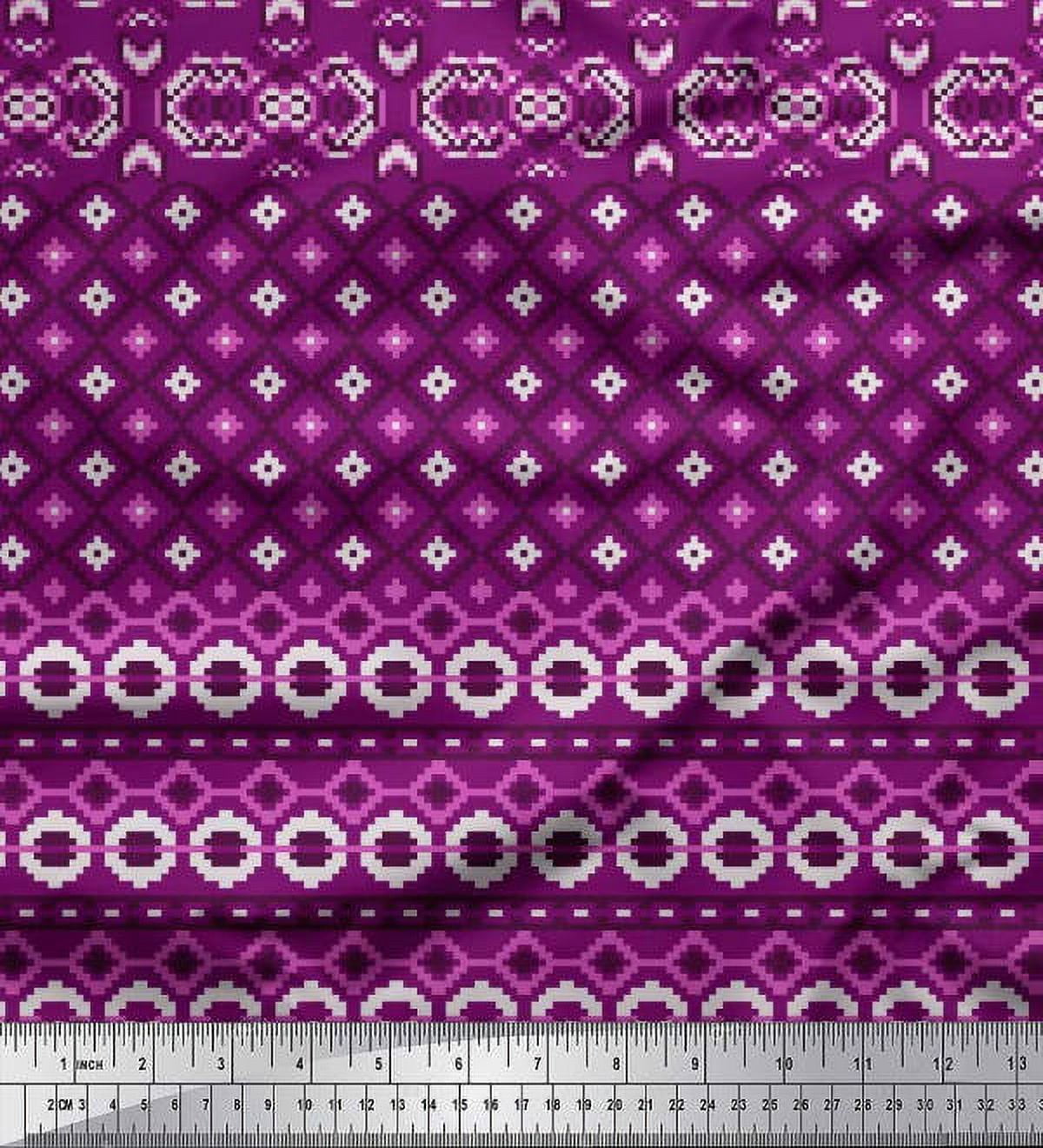 Soimoi Cotton Voile Fabric Aztec Geometric Printed Craft Fabric by The Yard 42 Inch Wide