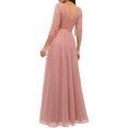thumbnail image 4 of Faithtur Nouvelle Mode Femmes Longue Robe Couleur Unie Patchwork Dentelle V-Cou à Manches Mi Dos Sans Fermeture Éclair Robe Féminine, 4 of 5