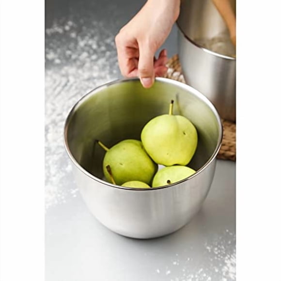Superior Bol à Mélanger en Acier Inoxydable 304 – Bol Métallique Profond Anti-Éclaboussures – Durable, Empilable, Grande Capacité – Parfait pour la Cuisson, la Pâtisserie, la Marinade, la Salade – Taille : 19x13 cm