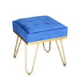 thumbnail image 1 of Jessar - Velvet Ottoman/Footstool with Metal Base, 15.7" x 15.7" x 17.3", Blue, 1 of 4