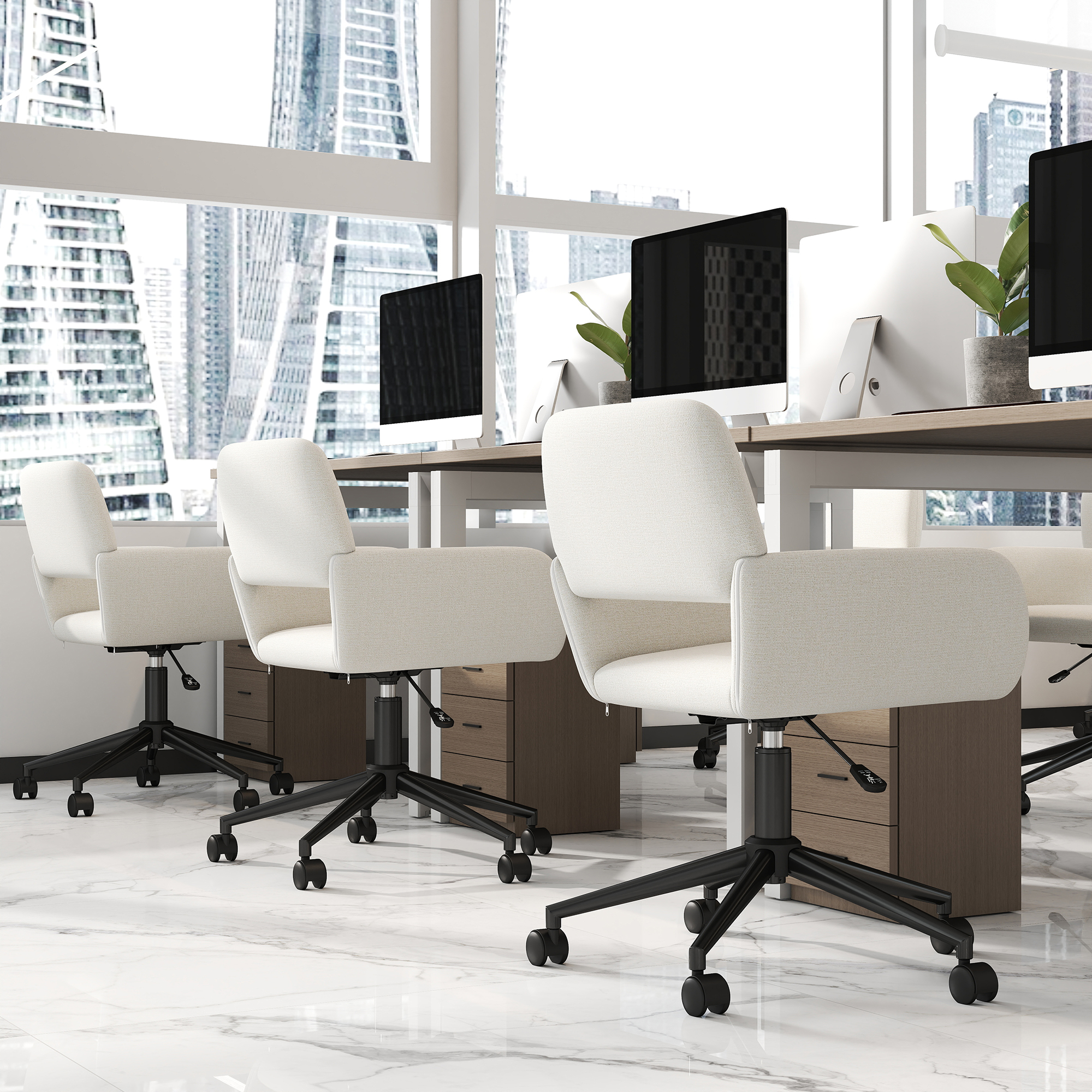 Chaises de bureau ergonomiques Homy Casa pour salle de réunion et bureau à domicile, tissu beige