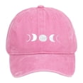 thumbnail image 1 of HNMKIU Moon Embroidery Distressed Washed Baseball Cap Classic Unstructured Low Profile Dad Hat for Daily Use Baseball Hats 03_Pink,One Size, 1 of 3