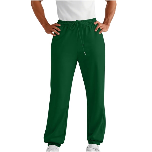 aohooy Men's Fleece Elastic Bottom Jogger Sweatpants - Drawstring Workout Track Running Gym Athletic Pants with Pockets Green,S