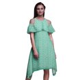 thumbnail image 1 of Bimba Tunique à Épaules Dénudées Imprimée Florale Verte pour Femmes Robe de Soirée Col Rond - Petite, 1 of 1