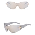 thumbnail image 1 of Fashion Men Women Star Wrap Around Sunglasses Cycling Rimless Futuristic Sunglasses, 1 of 4