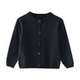 thumbnail image 1 of aohooy Girls Long Sleeve Cardigan Sweater Todder Infant Open Front Button Closure Knitted Cable Cardigans Tops 6M-5Y Navy,90, 1 of 4