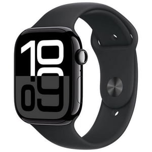 Restored Apple Watch Series 10 GPS + Cellular 46mm Jet Black Aluminum Case Black Sport Band S/M Smartwatch - Refurbished Fair