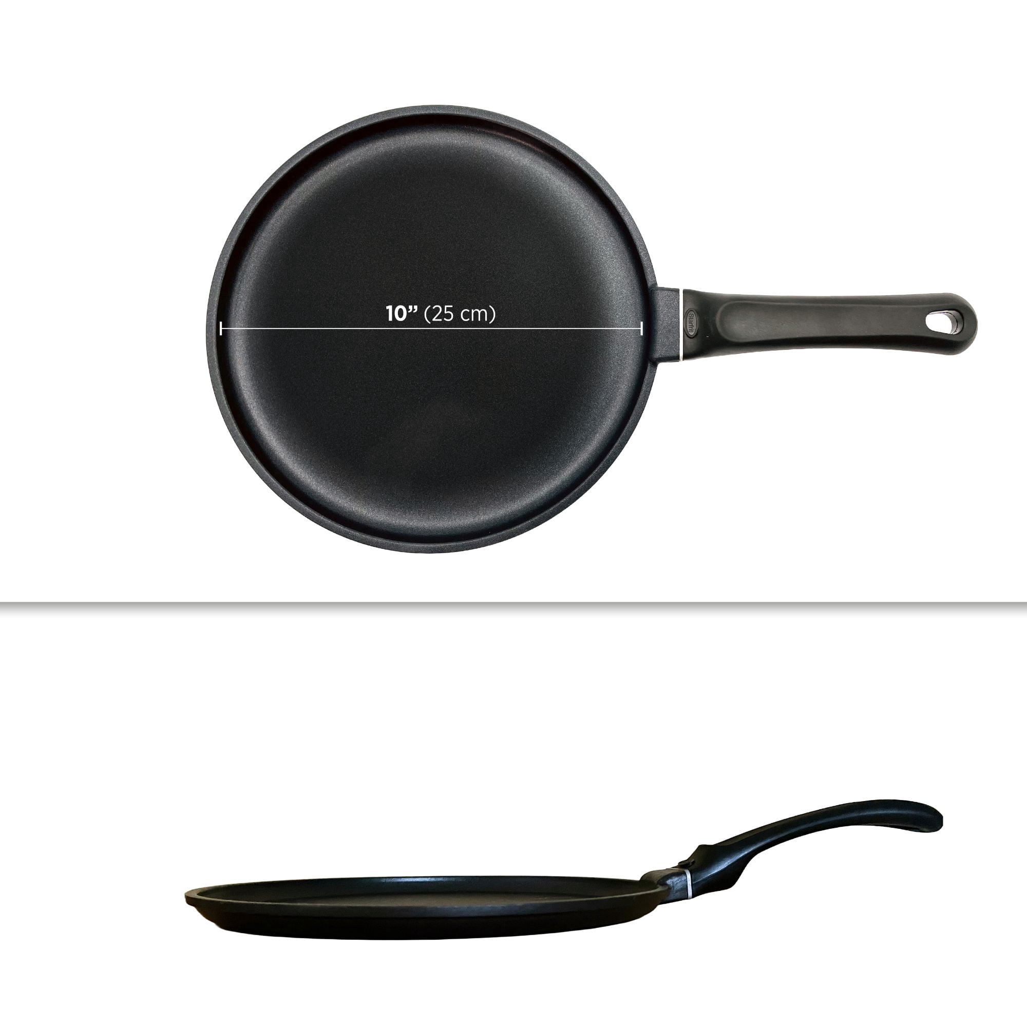 Starfrit 25cm (10") Non-Stick Multi Pan, Tawa, Durable Aluminum body, Oven Safe, PFOA Free, Easy to Clean, Black