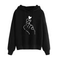 thumbnail image 2 of MRULIC Chandail en Molleton pour Femmes Sweat à Capuche à Manches Longues Pull-Over Noir + m, 2 of 3