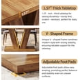 thumbnail image 4 of Fnova 47.24" Rectangular Farmhouse Dining Table, Wood Coffee Table for 4 People, Modern Kitchen Table for Dining Room, Brown (Chairs Not Included), 4 of 10