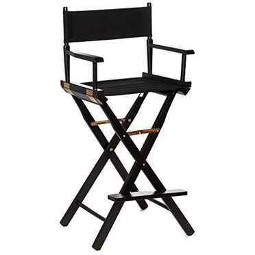 Casual Home Chaise de Réalisateur 30 Pouces Cadre Noir - avec Toile Noire, Hauteur de Bar