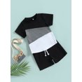 thumbnail image 3 of Fortune 2Pcs Little Boy Clothes Color Block Short Sleeve T-Shirts+Pockets Shorts 0-7 Years, 3 of 9