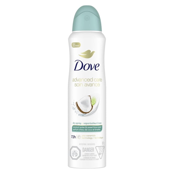 Dove Advanced Care Antiperspirant Dry Spray Coconut Water & Sweet Lime, 107 g