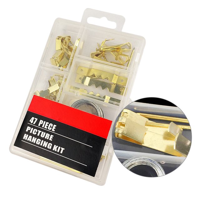 47pcs Picture Hanging Kit Wooden Frame Wall Mounting Hooks Nails Picture Hanging Wire Kit