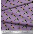 thumbnail image 3 of Soimoi Purple Rayon Fabric Leaves,American Robin & Toucan Bird Decor Fabric Printed BTY 56 Inch Wide, 3 of 3