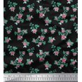 thumbnail image 1 of Soimoi Tissu Popeline de Coton Imprimé Feuilles & Roses au Mètre 42 Pouces de Large, 1 of 3