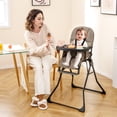 thumbnail image 2 of Gymax Foldable High Chair Easy Clean Compact Highchair w/ Removable Adjustable Tray Coffee, 2 of 10