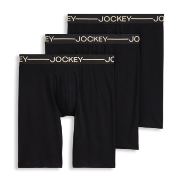 Jockey Men's Organic Cotton Stretch 9.5" Long Leg Boxer Brief - 3 Pack