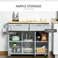 thumbnail image 4 of HOMCOM Kitchen Island on Wheels, Kitchen Cart w/ Drawers, Storage Cabinets, 4 of 10