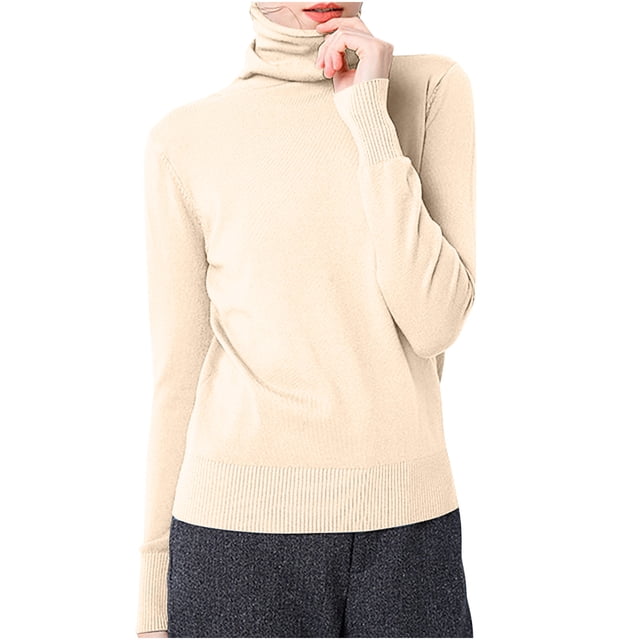 FAIWAD Débardeur Côtelé pour Femmes Col Roulé Manches Longues Basique Couleur Unie Tricoté