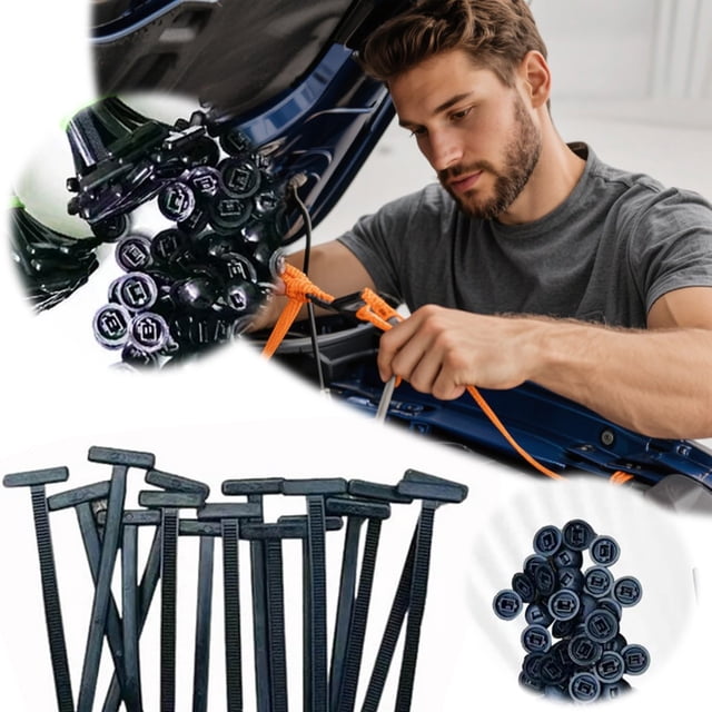2025 New Nylon Universal Cable Tie Buckle, Heavy Duty Self-Locking Zip Ties Holder with Pin Button Design, Multipurpose Plastic Cable Ties Tool for Car Daily Repair