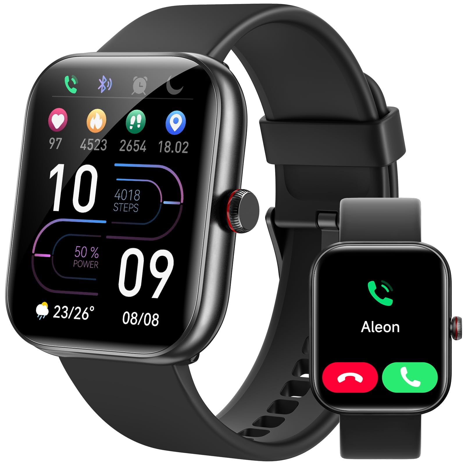 Smart Watch for Women Men, Smartwatch for iPhone & Android Bluetooth (Answer/Call) Built-in Alexa, 1.91" HD Fitness Tracker with