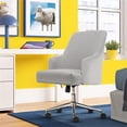 thumbnail image 2 of Pemberly Row Chaise de Bureau Moderne en Tissu avec Mousse Mémoire, Gris Pâle/chrome, 2 of 10