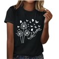 thumbnail image 2 of Soldes de Liquidation d'Été Iumwxz Tunique Coupe Classique T-Shirt d'Été Décontracté Hauts de Sortie pour Femmes Tunique à Motif Floral Hauts à Manches Courtes Col Rond Blouse Hauts pour Femmes Offres des Fêtes Aller Magasiner, 2 of 4