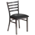 thumbnail image 1 of HERCULES Series Clear Coated Ladder Back Metal Restaurant Chair - Black Vinyl Seat, 1 of 9