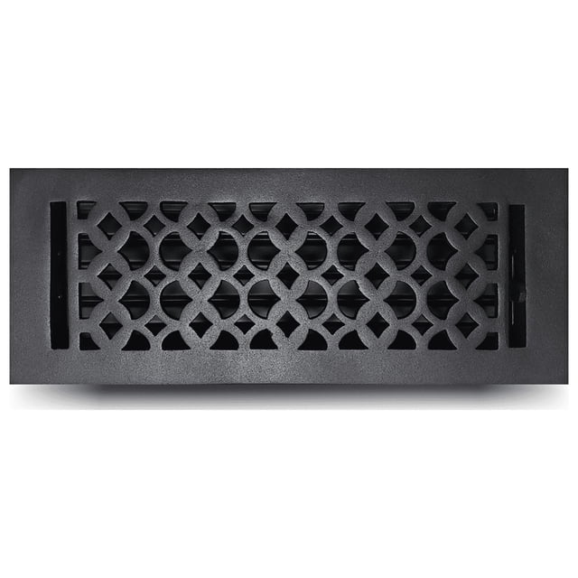 Floor Vent Cover / Register – Size 4” x 12”(VR 100) with Damper – Tudor Mushroom Design – Cast Aluminum Powder Coated, Re-Paintable, Rust-Free – For Floors, Walls & Ceilings – Black/Brown/White