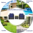 thumbnail image 4 of Patiojoy 3PCS Patio Rattan Furniture Conversation Set with 2 Cushioned Sofas & Coffee Table for Outdoor Navy, 4 of 10