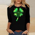 thumbnail image 1 of Elvqul Shirts Chemises pour Femmes T - Graphiques Stylés Manches 3/4 Chandail de Fête de la Saint-Patrick Col Rond Hauts pour Dames Vert, 1 of 5
