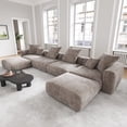 thumbnail image 4 of The Magic Home Canapé de Coin Convertible Modulable 4 Places en Velours Côtelé Brun,, 4 of 10