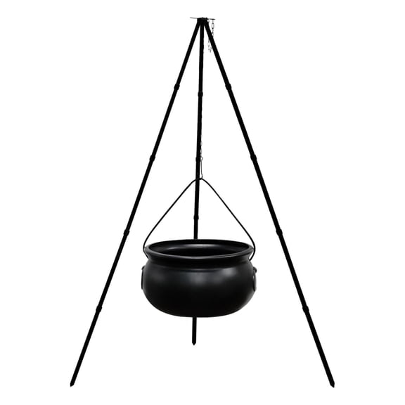 Halloween Decor Outdoor 78cm Large Cauldron On Tripod Outdoor Decorations With Green Light Black Plastic Bowl Candy Bucket For Halloween Party Indoor Porch Outdoor