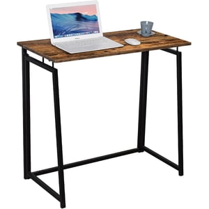 No-Assembly Foldable Home Office Desk, 31 inch Portable Writing Computer Desk Space Saving Small Compact Desk with Stable Metal Frame