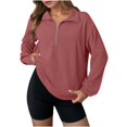 thumbnail image 1 of Erwazi Womens Half Zip Pullover Top Waffle Long Sleeve Lapel Functional Pocket Work To Weekend Versatile Blouses, 1 of 8
