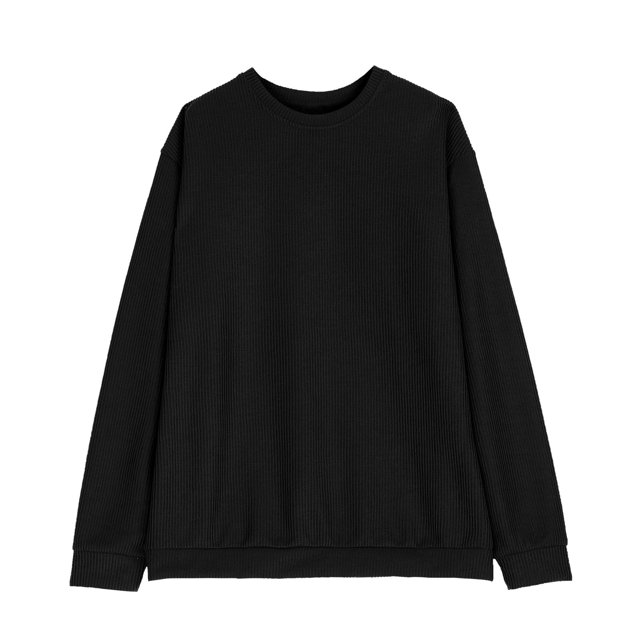 FAIWAD Men's Long Sleeve Sweatshirt Round Neck Solid Color Loose Pullover Tops Casual Oversized Blouse
