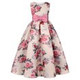 thumbnail image 2 of Penkiiy Robe Fleurie Filles Sans Manches Coton Imprimée Robes 4-5 Ans Rose, 2 of 7